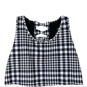 Live Well Active black white checked bow cropped sports bra top 2X